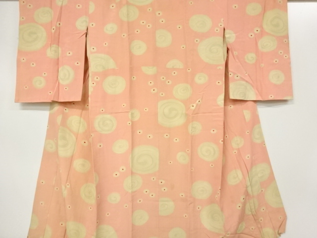 JAPANESE KIMONO / ANTIQUE JUBAN / SILK / KINSHA / SPIRAL & FLOWER